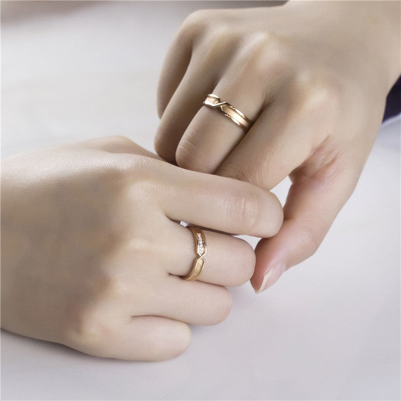 Harley-183: True Love Interlock – Anillos de pareja con diamantes cultivados en laboratorio en oro rosa de 18 quilates