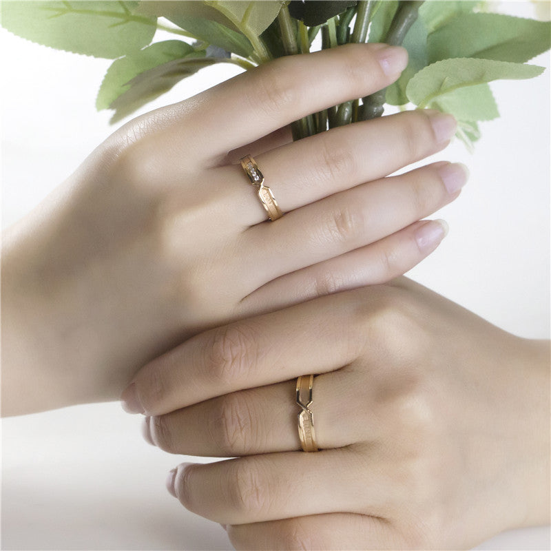 Harley-183: True Love Interlock – Anillos de pareja con diamantes cultivados en laboratorio en oro rosa de 18 quilates