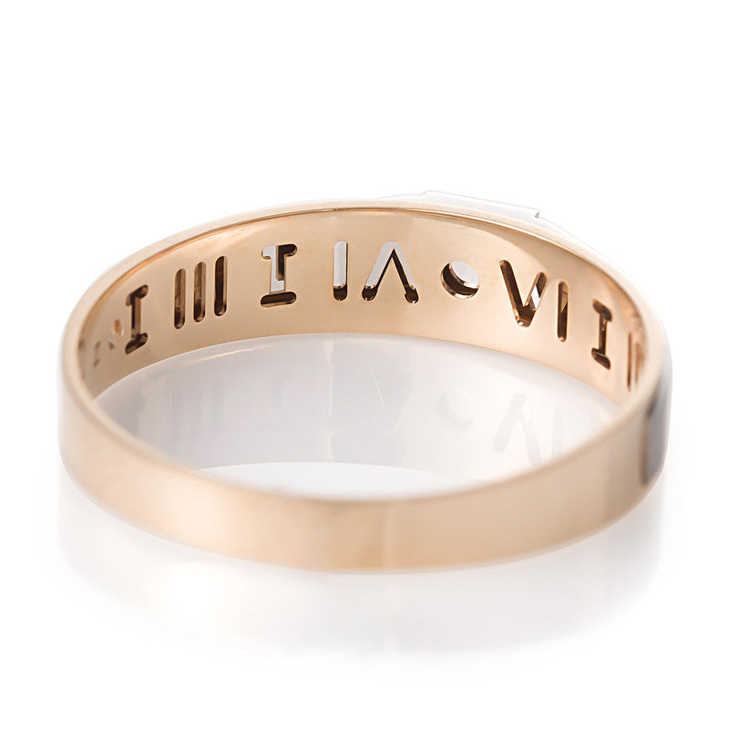 Harley-184: Love Inscription – Bandas de bisel con diamantes cultivados en laboratorio en oro blanco y amarillo de 18 quilates