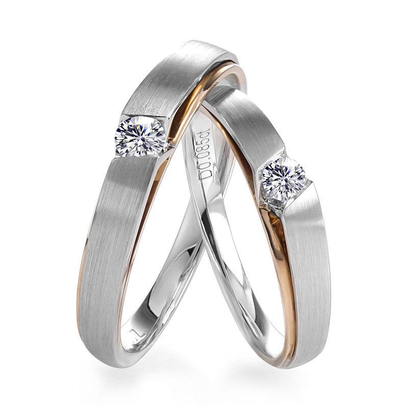 Harley-186: Dual Grace – Bandas de bisel con diamantes cultivados en laboratorio en oro blanco y rosa de 18 quilates