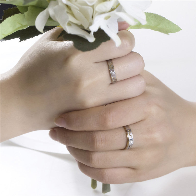 Harley-187: Unión Geométrica – Anillos con incrustaciones de diamantes cultivados en laboratorio en oro blanco y amarillo de 18 quilates