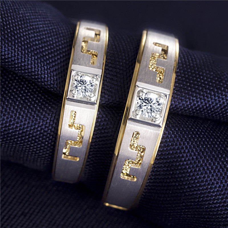 Harley-187: Unión Geométrica – Anillos con incrustaciones de diamantes cultivados en laboratorio en oro blanco y amarillo de 18 quilates