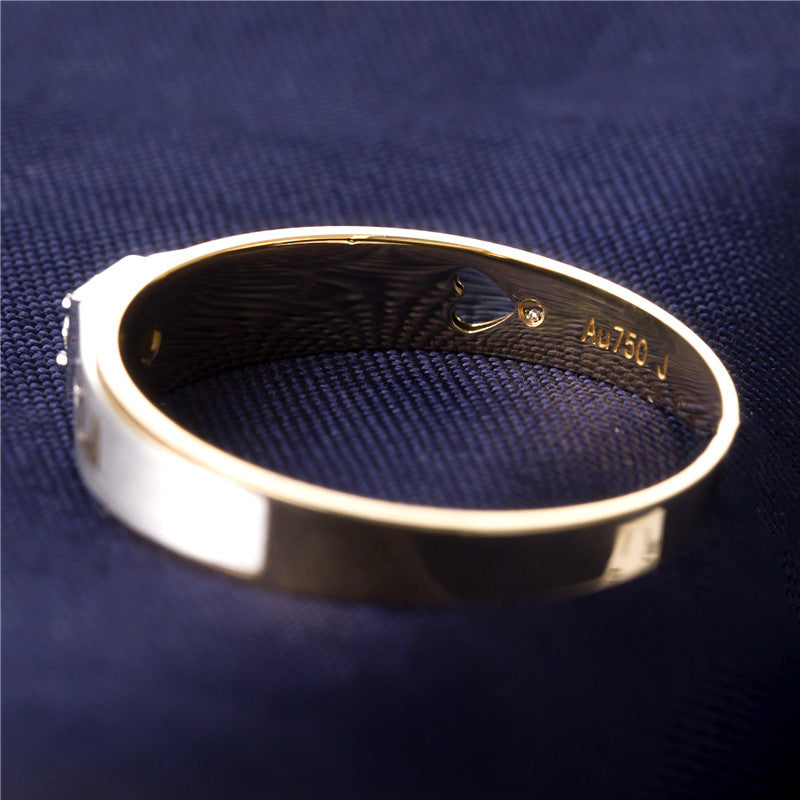 Harley-187: Unión Geométrica – Anillos con incrustaciones de diamantes cultivados en laboratorio en oro blanco y amarillo de 18 quilates