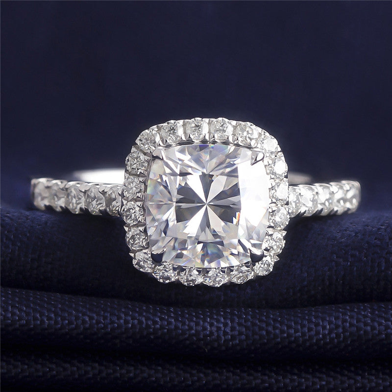 Eco-237  Customization | 18K White Gold | Cushion-Cut Lab-Grown Diamond 1.00ct D VS1 | IGI Certified