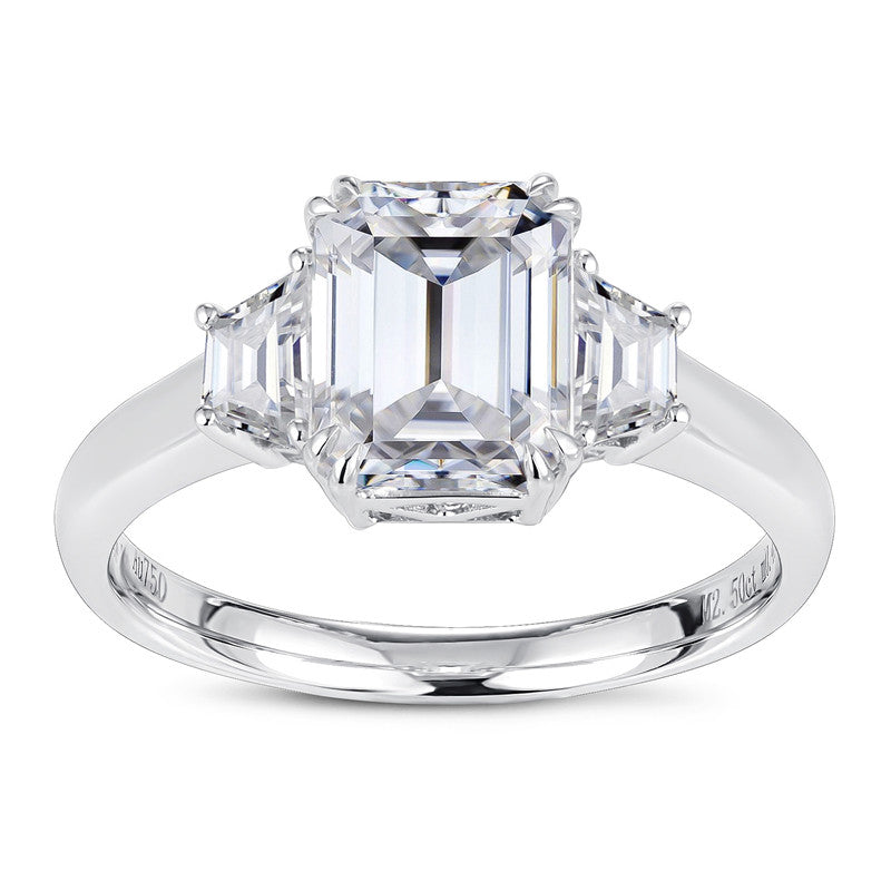 Eco-248  Customization | 18K White Gold | Emerald-Cut Lab-Grown Diamond 1.5ct E VVS2 | IGI Certified