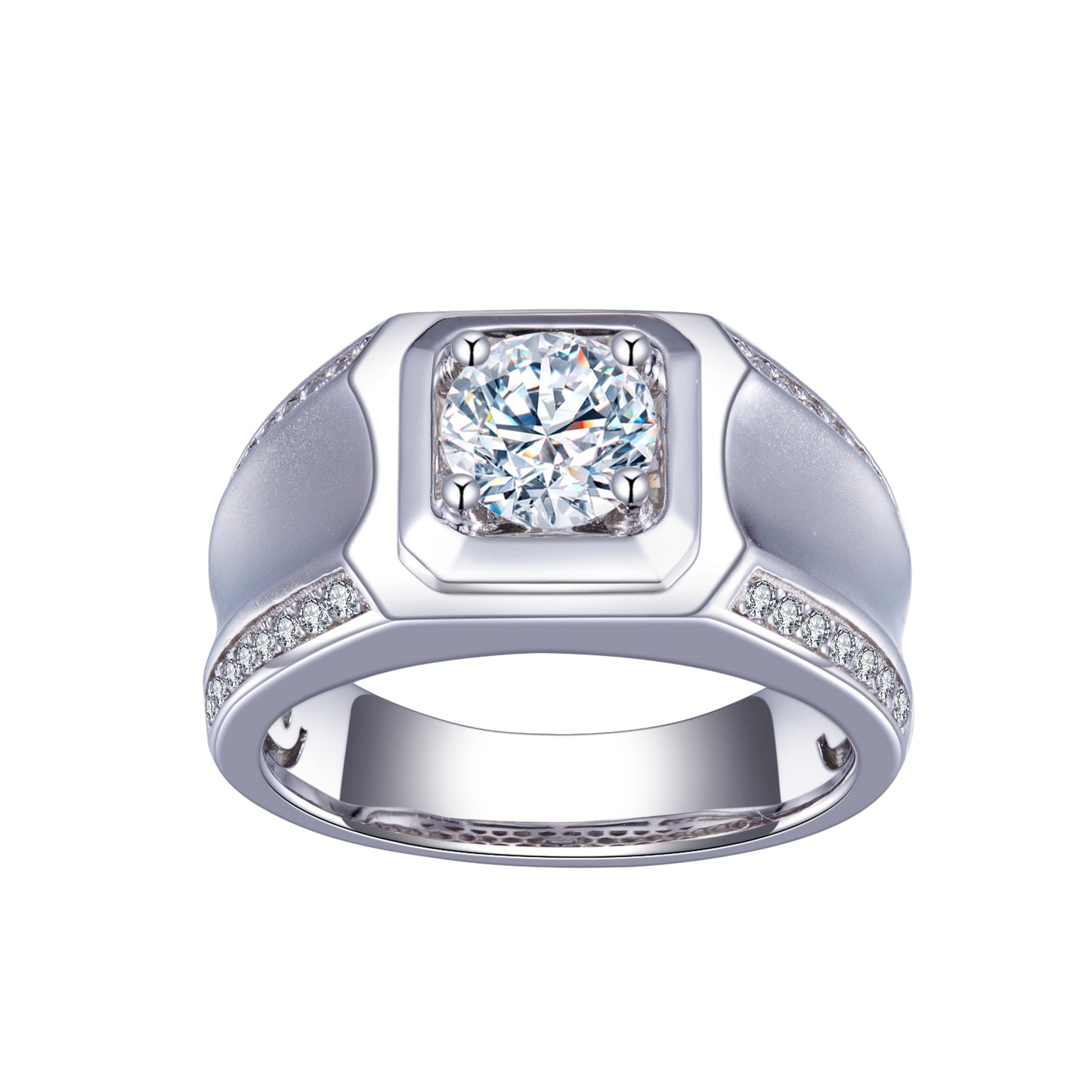 Harley-328: Twin Radiance – Anillos con halo y bisel de diamantes cultivados en laboratorio en oro blanco de 18 quilates