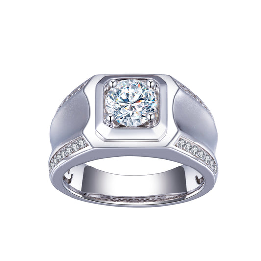 Harley-328: Twin Radiance – Anillos con halo y bisel de diamantes cultivados en laboratorio en oro blanco de 18 quilates