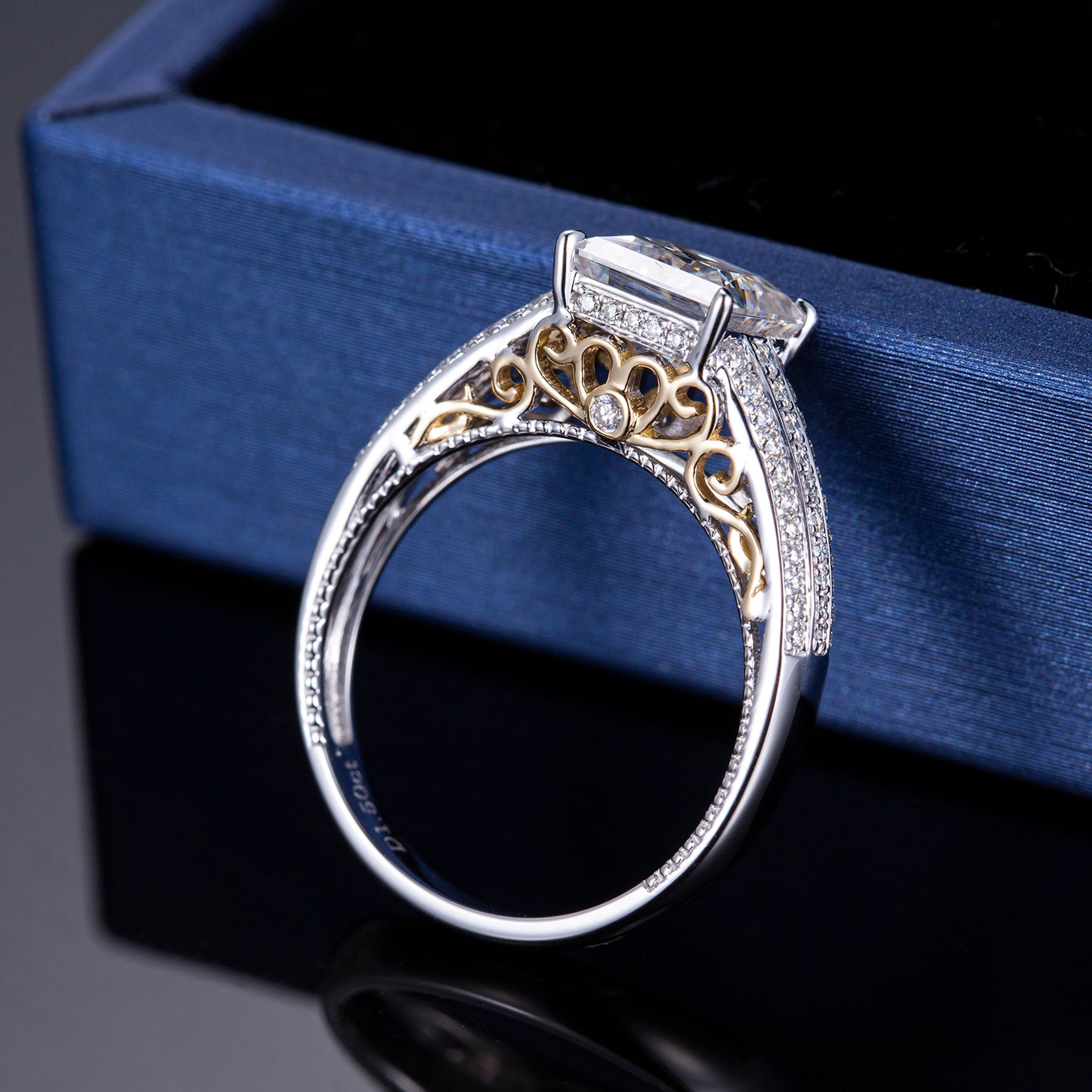 Harley-337: Crowned Clarity – Lab-Grown Princess Diamond Ring in 18K White & Yellow Gold