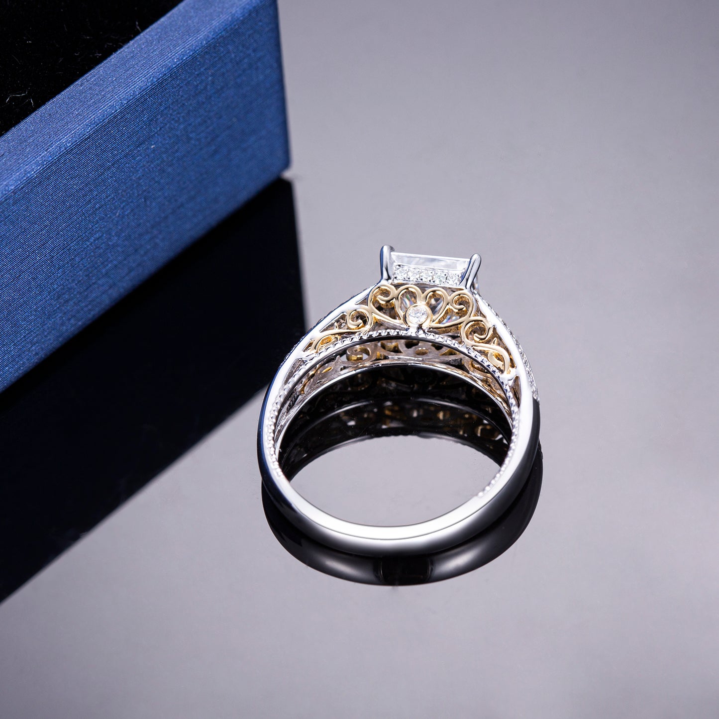 Harley-337: Crowned Clarity – Lab-Grown Princess Diamond Ring in 18K White & Yellow Gold