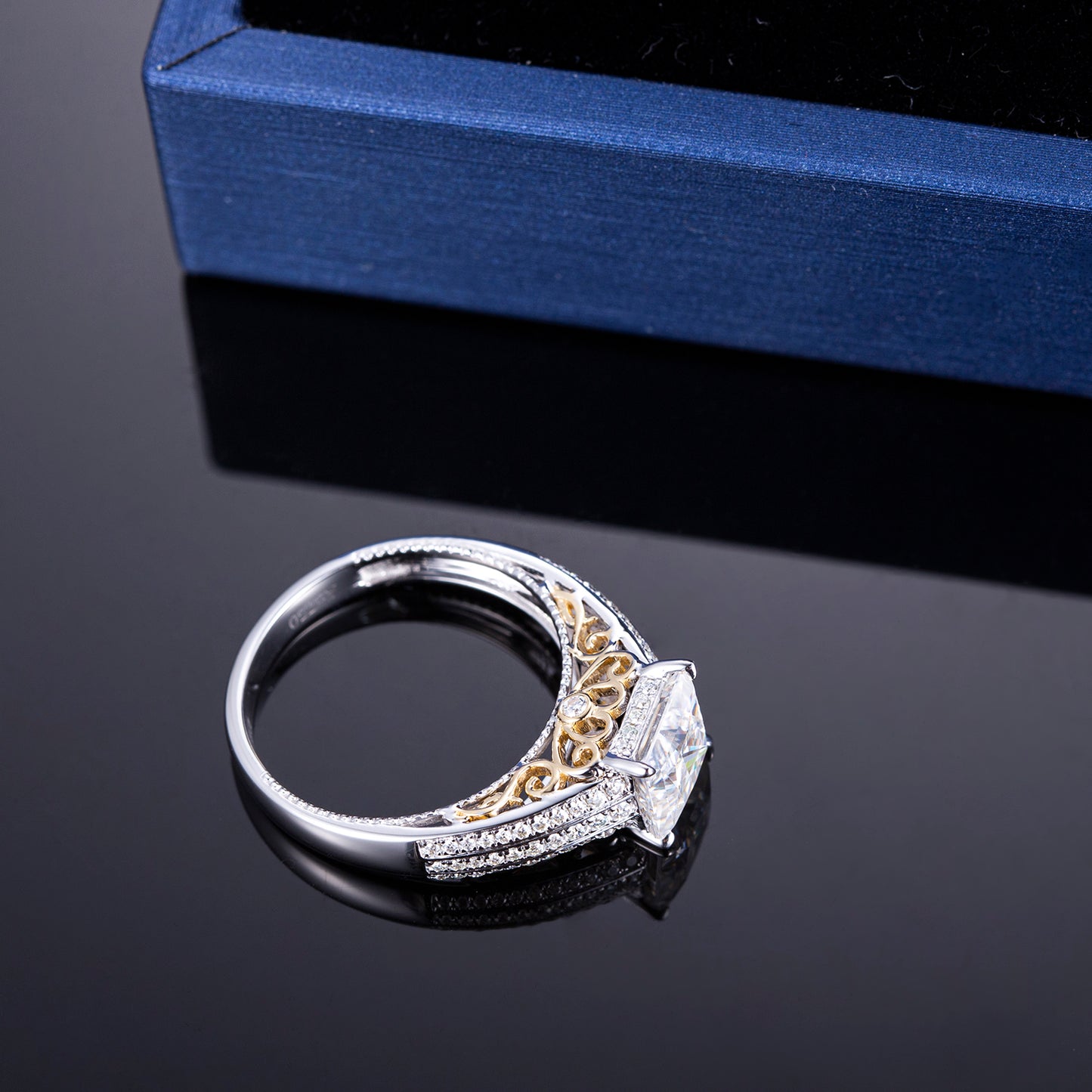 Harley-337: Crowned Clarity – Lab-Grown Princess Diamond Ring in 18K White & Yellow Gold
