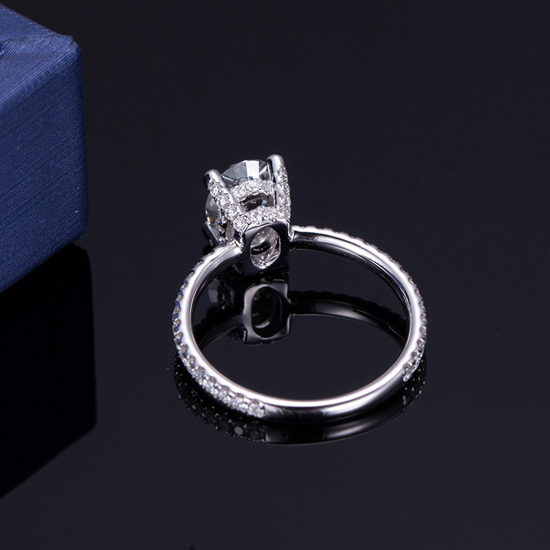 Eco-405: オーバルブリリアンス – ラボグロウンダイヤモンドパヴェエンゲージリング（18Kホワイトゴールド） 