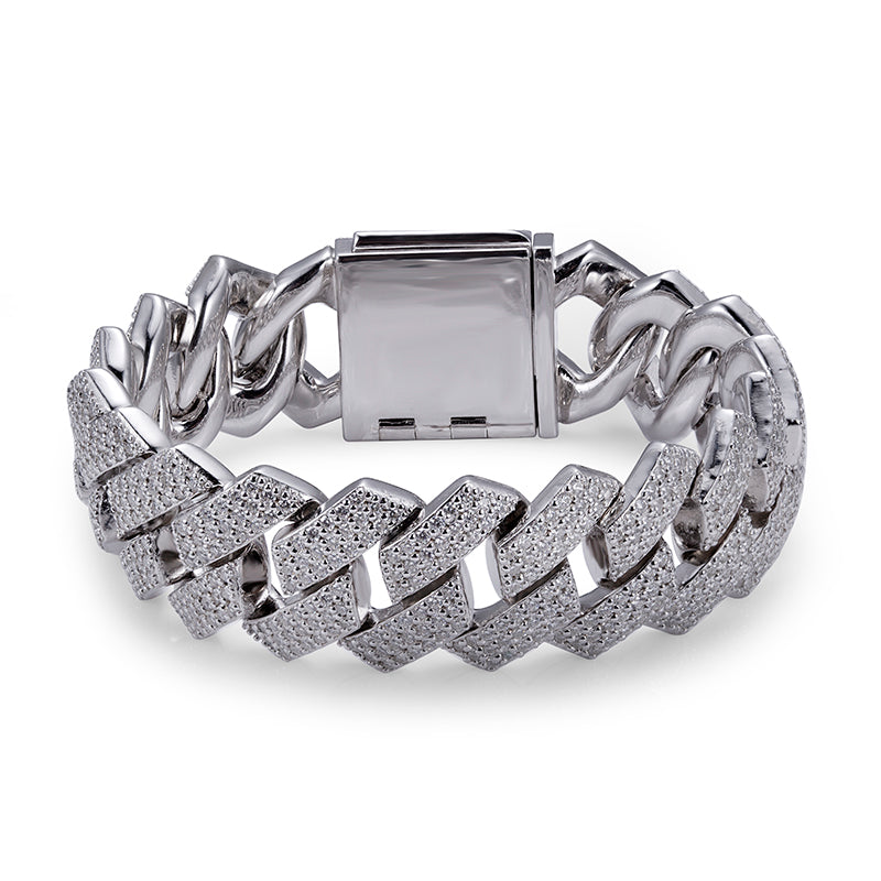 Ecob-559 "Crown Circuit" Lab-Grown Diamond Cuban Link Bracelet