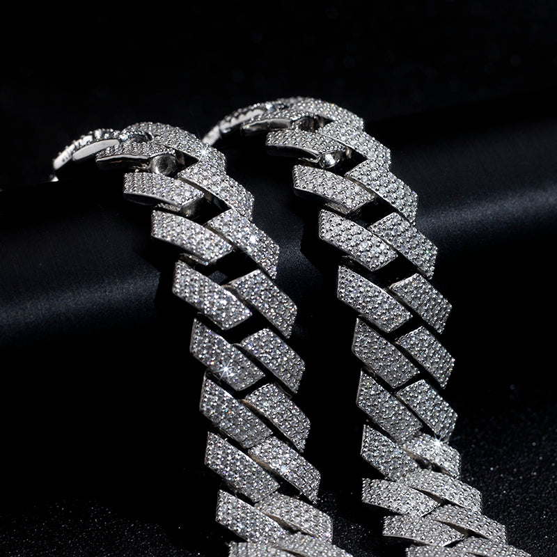 Ecob-559 "Crown Circuit" Lab-Grown Diamond Cuban Link Bracelet