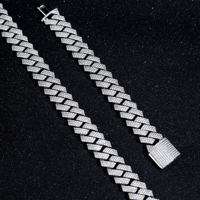 Ecob-559 "Crown Circuit" Lab-Grown Diamond Cuban Link Bracelet