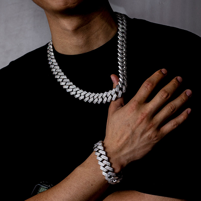 Ecob-559 "Crown Circuit" Lab-Grown Diamond Cuban Link Bracelet