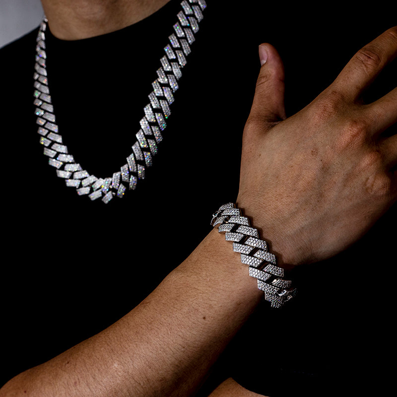 Ecob-559 "Crown Circuit" Lab-Grown Diamond Cuban Link Bracelet