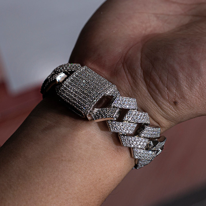 Ecob-559 "Crown Circuit" Lab-Grown Diamond Cuban Link Bracelet