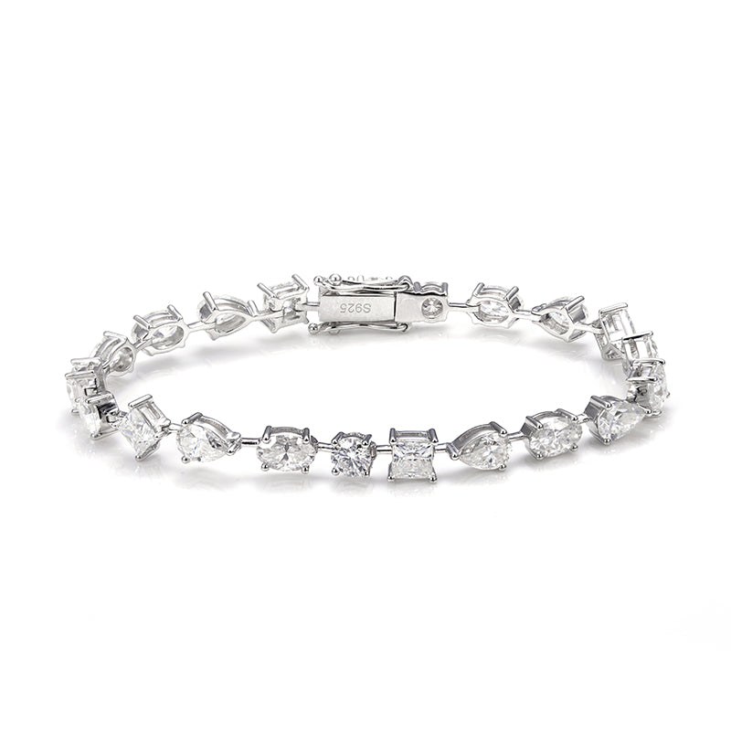 Ecob-571 "Symphony of Facets" Lab-Grown Diamond Multi-Cut Bracelet