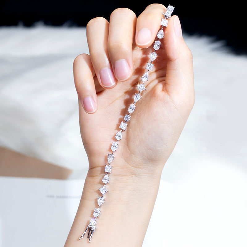 Ecob-571 "Symphony of Facets" Lab-Grown Diamond Multi-Cut Bracelet