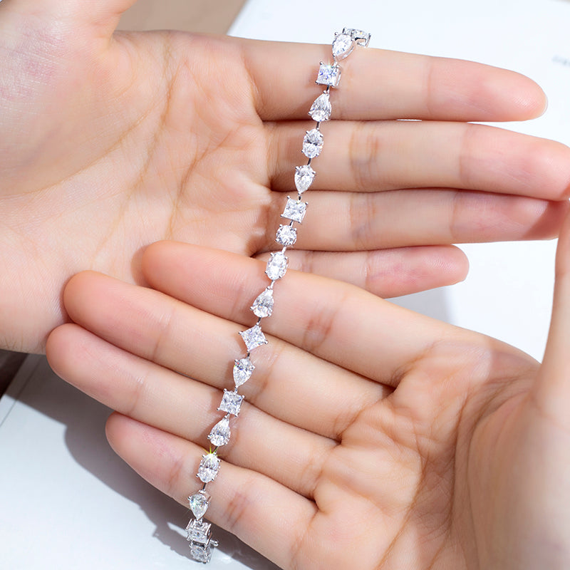 Ecob-571 "Symphony of Facets" Lab-Grown Diamond Multi-Cut Bracelet