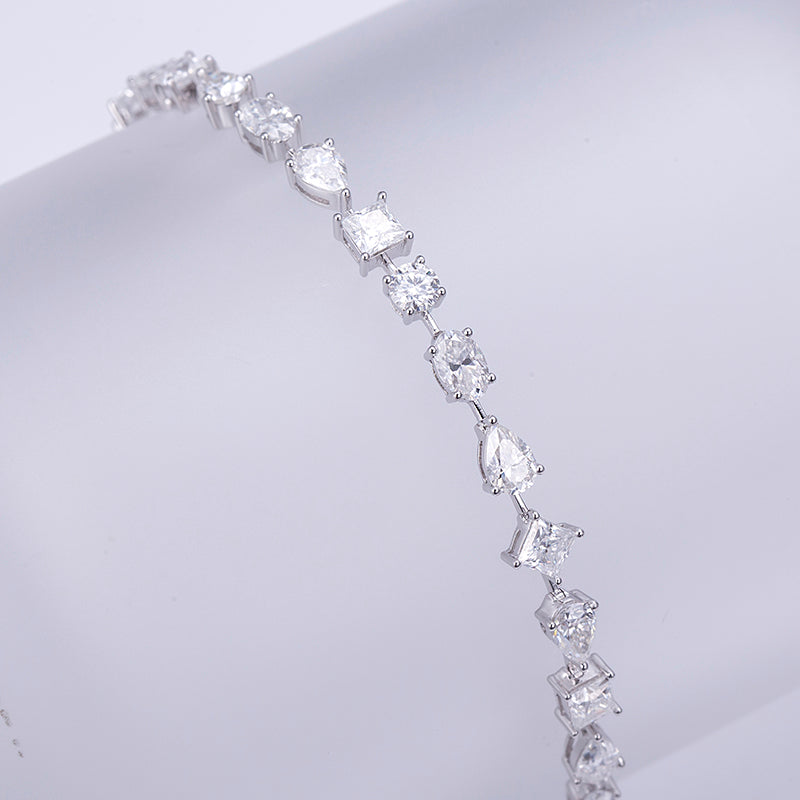 Ecob-571 "Symphony of Facets" Lab-Grown Diamond Multi-Cut Bracelet