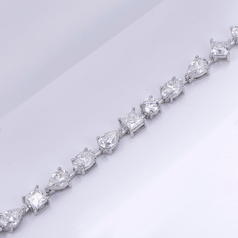 Ecob-571 "Symphony of Facets" Lab-Grown Diamond Multi-Cut Bracelet