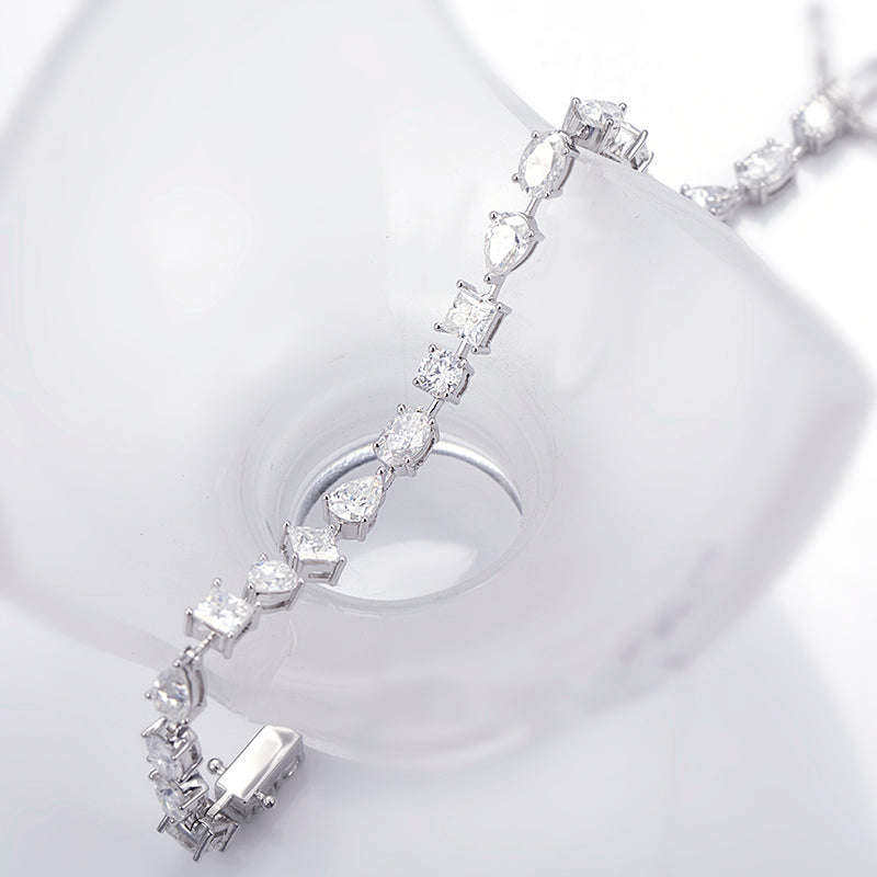 Ecob-571 "Symphony of Facets" Lab-Grown Diamond Multi-Cut Bracelet