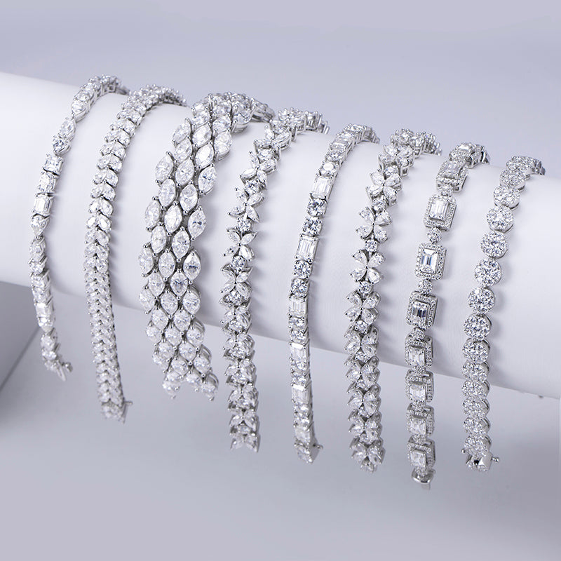 Ecob-575 "Whispering Petals" Lab-Grown Diamond Leaf Motif Bracelet