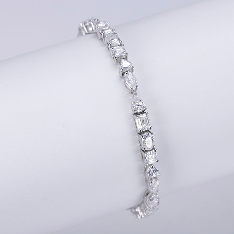 Ecob-576 "Cadence of Light" Lab-Grown Diamond Multi-Cut Tennis Bracelet