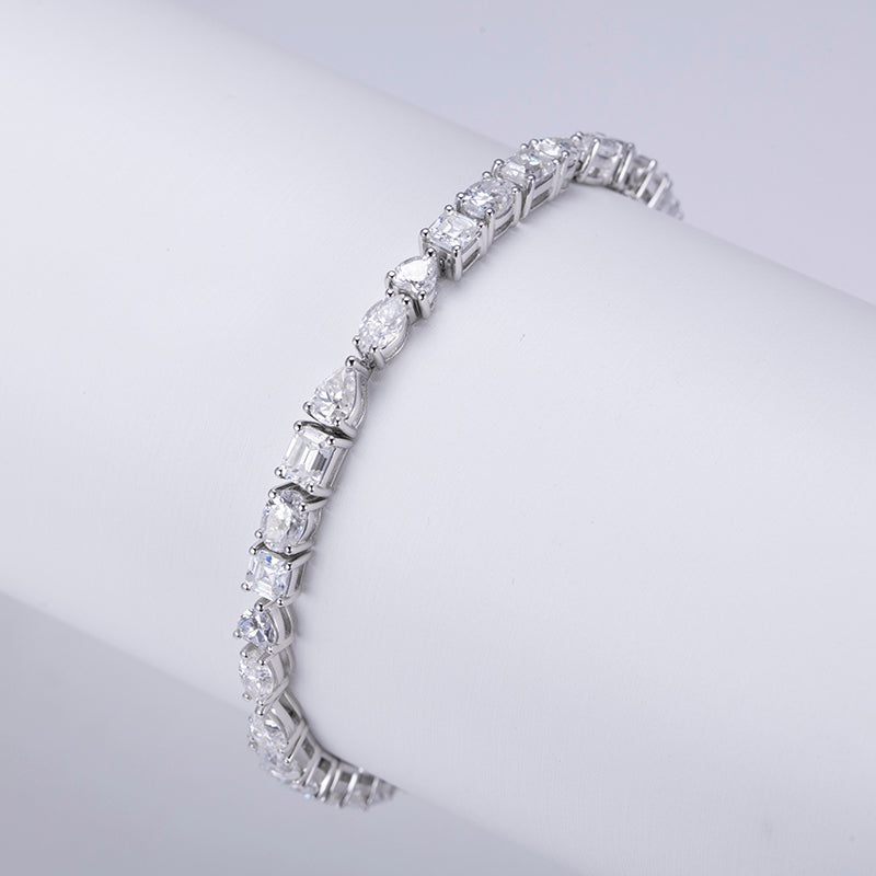 Ecob-576 "Cadence of Light" Lab-Grown Diamond Multi-Cut Tennis Bracelet