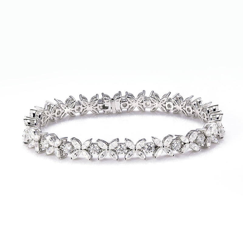 Ecob-581 "Bloom in Motion" Lab-Grown Diamond Floral Cluster Bracelet - Botanical Couture Collection
