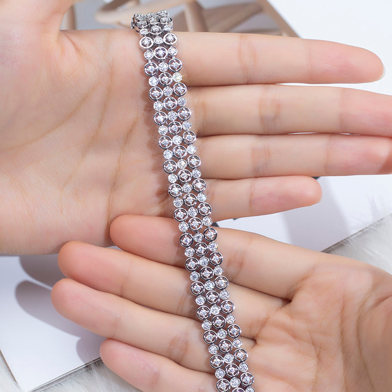 Ecob-586 Luminous Tides Lab-Grown Diamond Multi-Row Cluster Bracelet