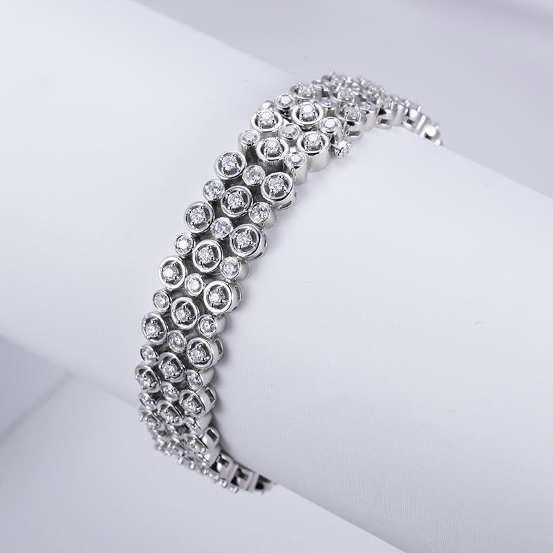 Ecob-586 Luminous Tides Lab-Grown Diamond Multi-Row Cluster Bracelet