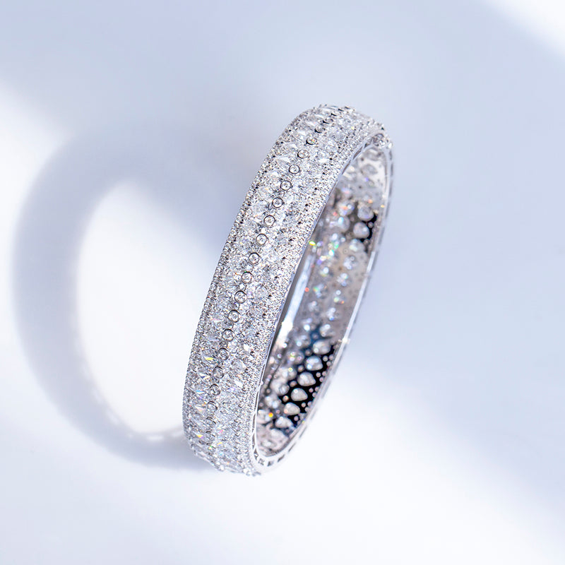Ecob-590 “Radiant Vault” Lab-Grown Diamond Multi-Row Bangle Bracelet