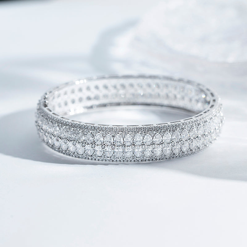 Ecob-590 “Radiant Vault” Lab-Grown Diamond Multi-Row Bangle Bracelet