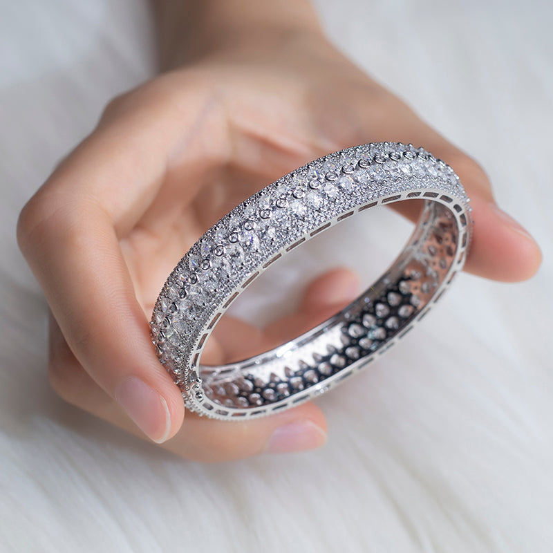 Ecob-590 “Radiant Vault” Lab-Grown Diamond Multi-Row Bangle Bracelet