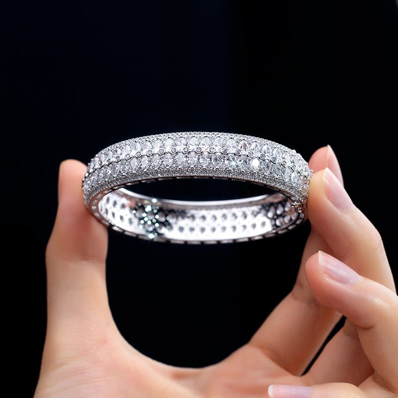 Ecob-590 “Radiant Vault” Lab-Grown Diamond Multi-Row Bangle Bracelet