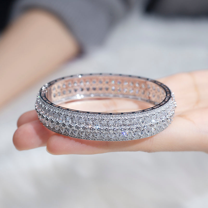Ecob-590 “Radiant Vault” Lab-Grown Diamond Multi-Row Bangle Bracelet