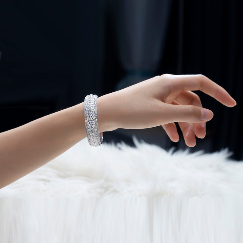Ecob-590 “Radiant Vault” Lab-Grown Diamond Multi-Row Bangle Bracelet