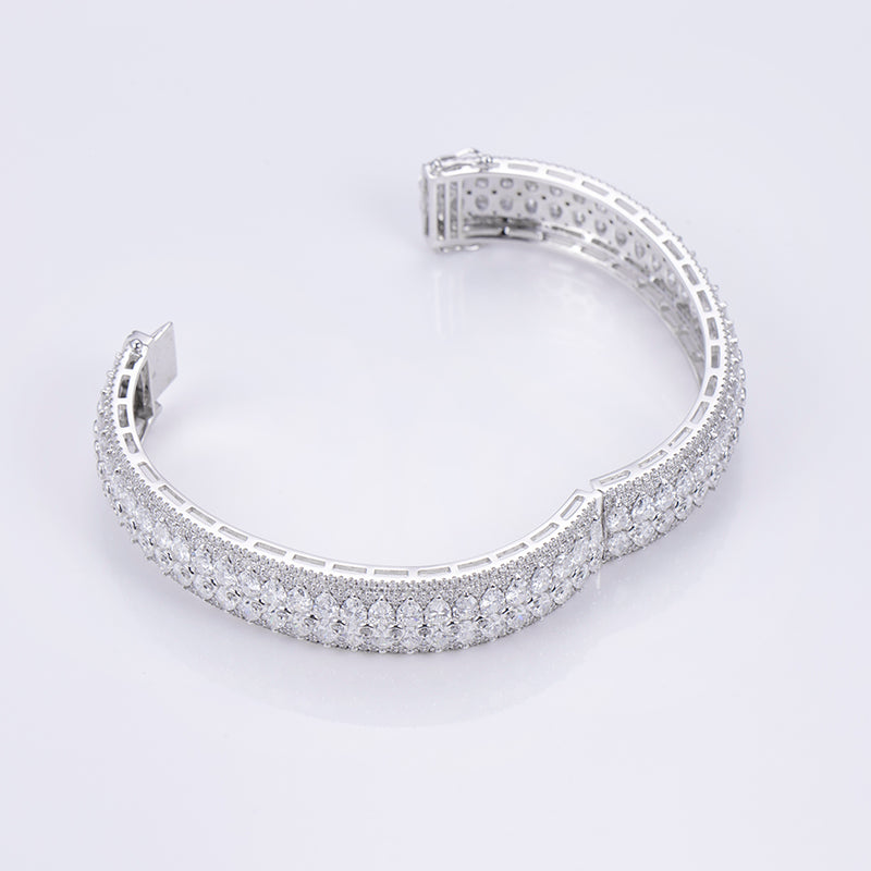 Ecob-590 “Radiant Vault” Lab-Grown Diamond Multi-Row Bangle Bracelet