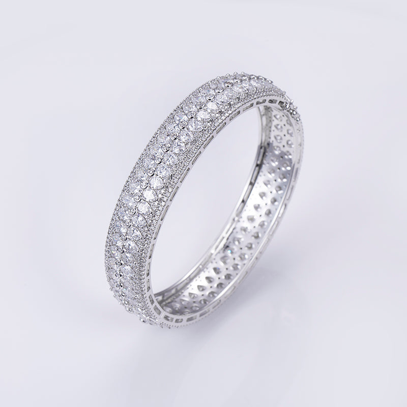 Ecob-590 “Radiant Vault” Lab-Grown Diamond Multi-Row Bangle Bracelet