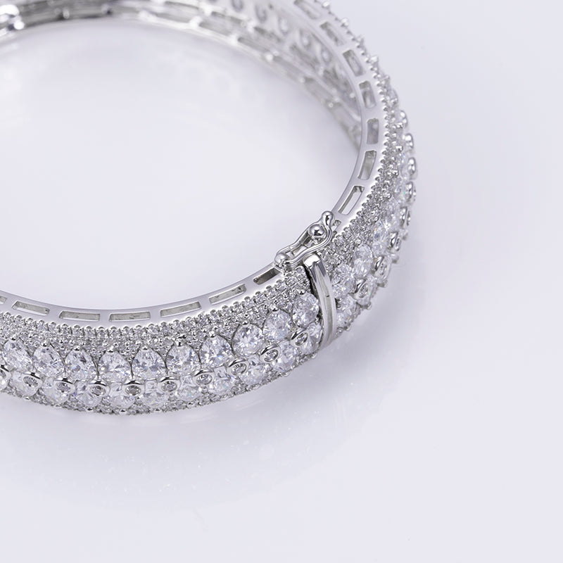 Ecob-590 “Radiant Vault” Lab-Grown Diamond Multi-Row Bangle Bracelet