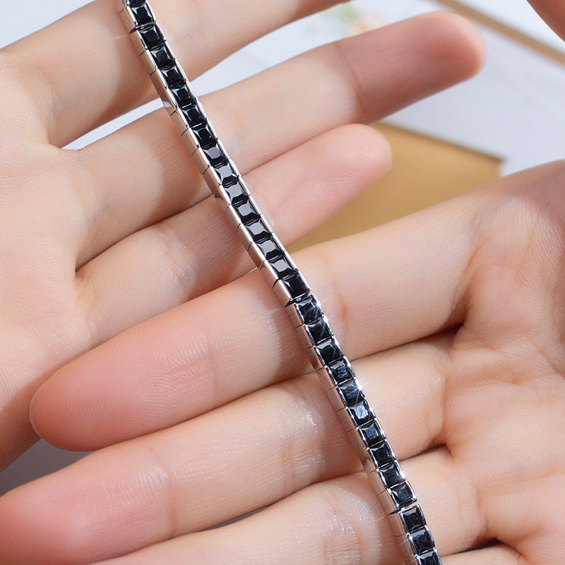 Ecob-592 | NoirEdge Lab Diamond Link Bracelet in 18K White Gold