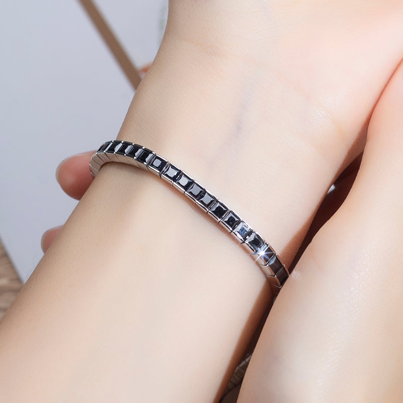 Ecob-592 | NoirEdge Lab Diamond Link Bracelet in 18K White Gold