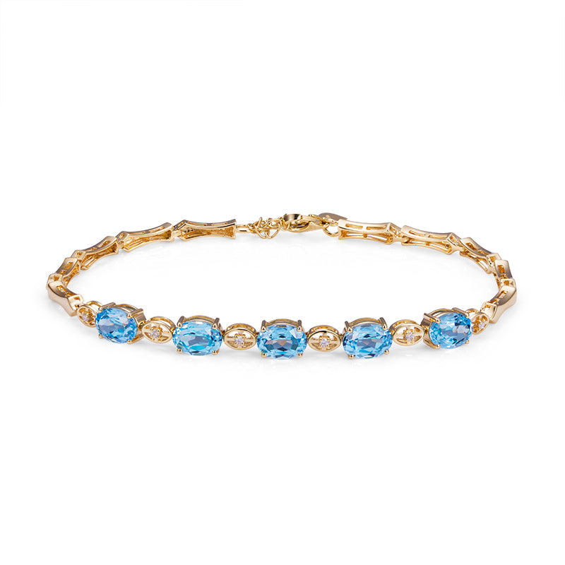 Ecob-594 | AzureGrace Oval Lab Sapphire Bracelet in 18K  Gold