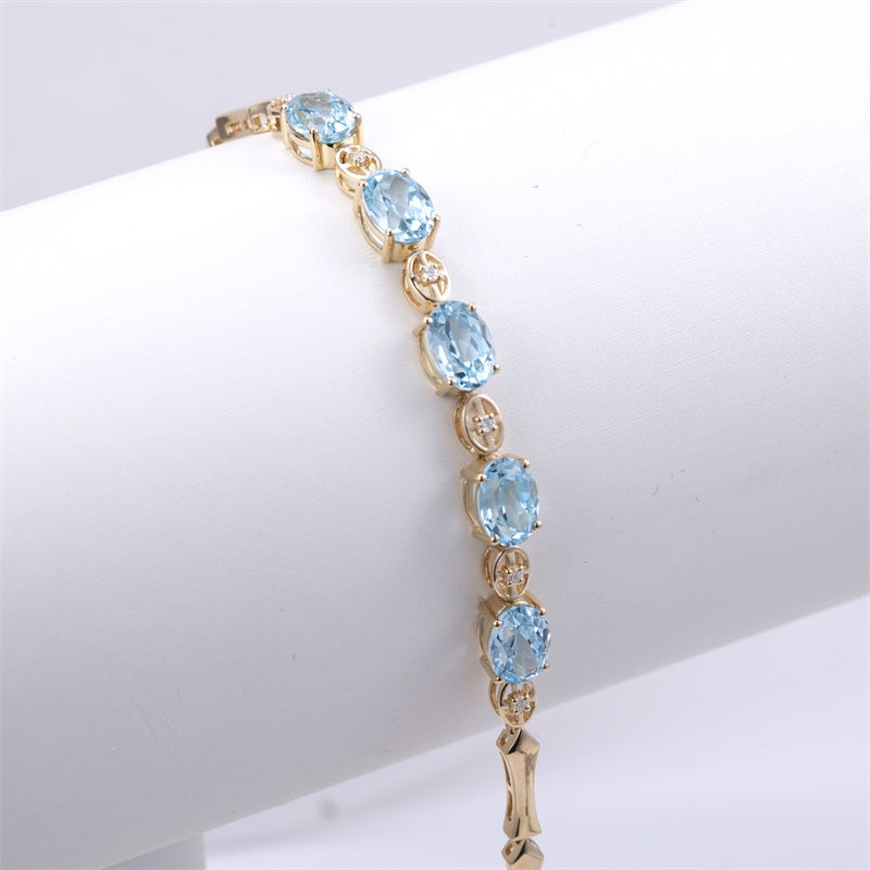 Ecob-594 | AzureGrace Oval Lab Sapphire Bracelet in 18K  Gold
