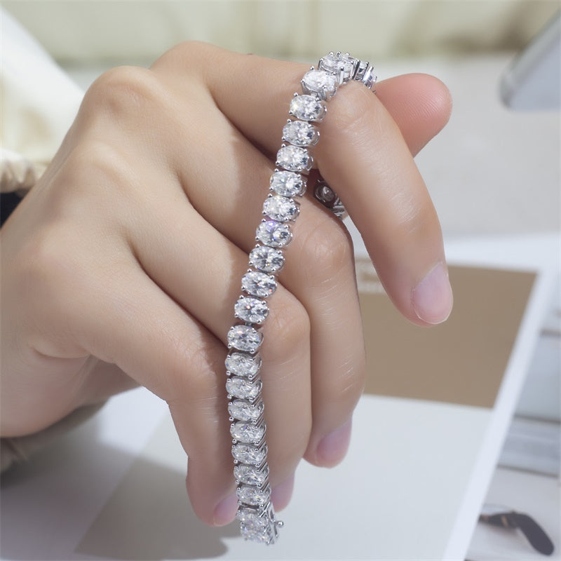 Ecob-597 | Celestia Oval Lab Diamond Tennis Bracelet in 18K Gold
