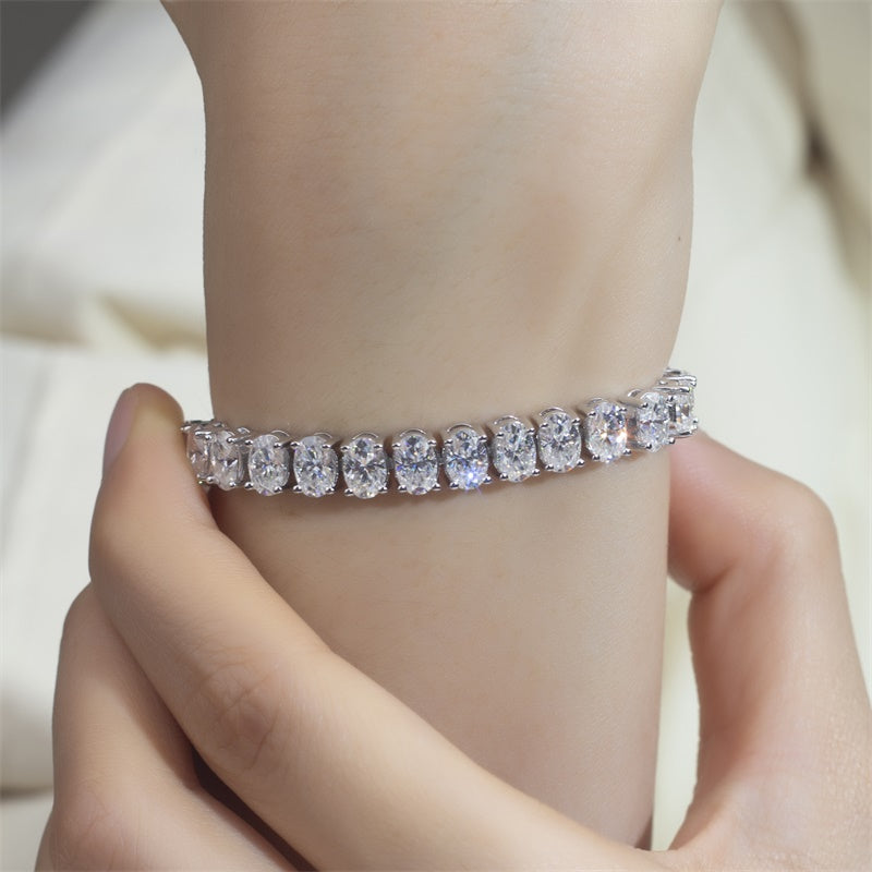 Ecob-597 | Celestia Oval Lab Diamond Tennis Bracelet in 18K Gold