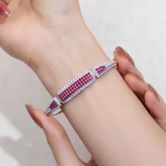 Ecob-613 | Crimson Vault Lab Ruby &amp; Diamond Bracelet in 18K Gold