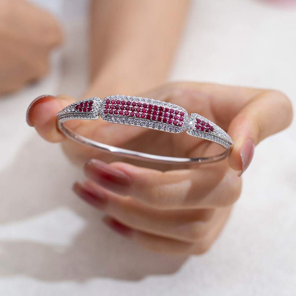 Ecob-613 | Crimson Vault Lab Ruby &amp; Diamond Bracelet in 18K Gold